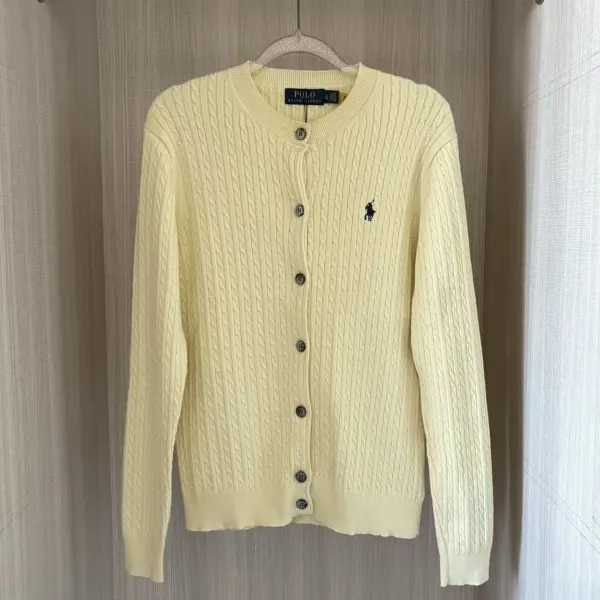 Polo Ralph Lauren Cable Knit Cardigan Pale Yellow - 1