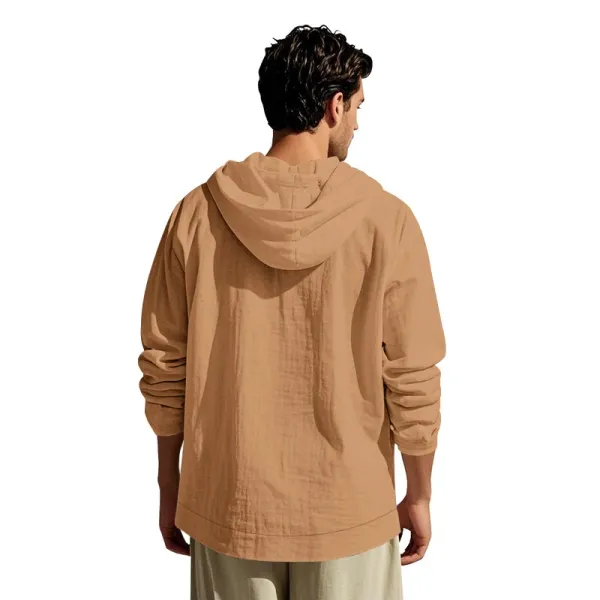 Design Button-Up Hooded Cardigan Beige Shirt - 18