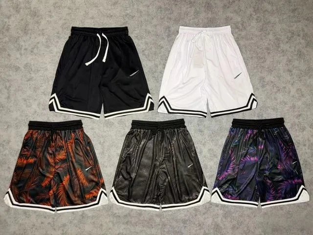 Design Tropical Feather Print Basketball Shorts Black Multicolor - 3