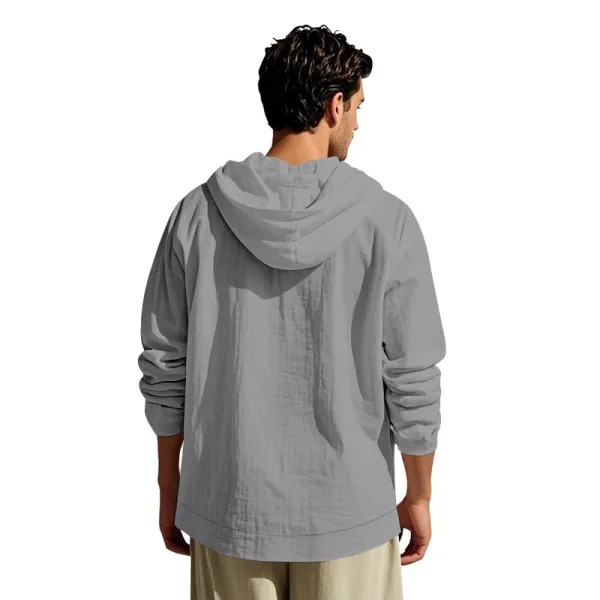 Design Button-Up Hooded Cardigan Beige Shirt - 35