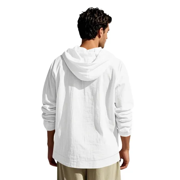 Design Button-Up Hooded Cardigan Beige Shirt - 46