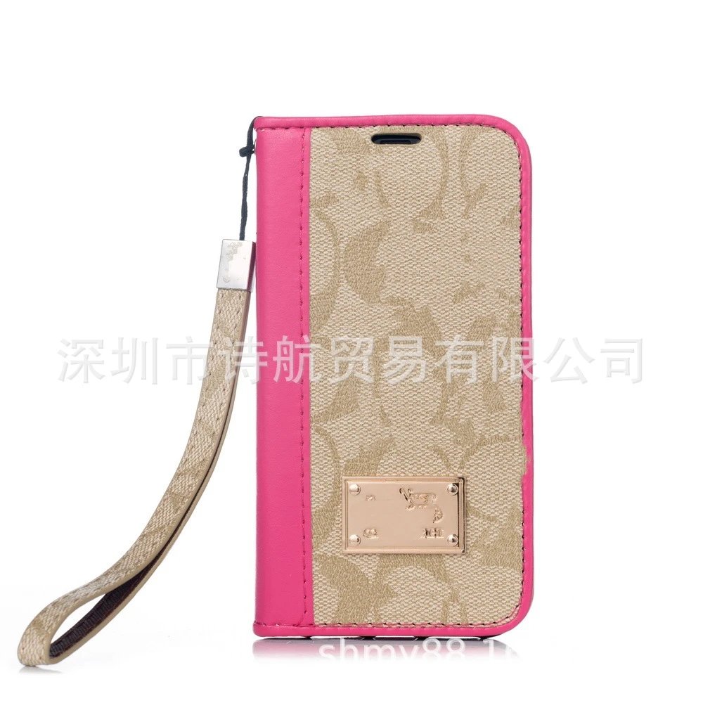 Design Flip Phone Case with Wrist Strap Pink Beige Phone Accessories - 7