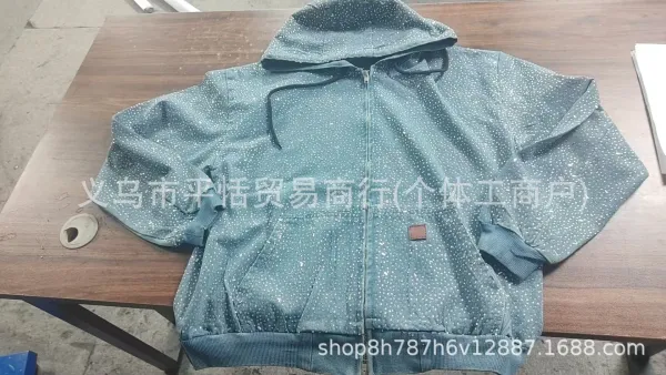 Denim Tears x Swarovski Crystal-Embellished Hooded Denim Jacket Light Blue Outerwear - 2