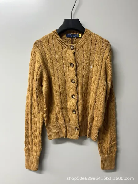 Polo Ralph Lauren Cable Knit Cardigan Mustard Yellow Cardigan - 1