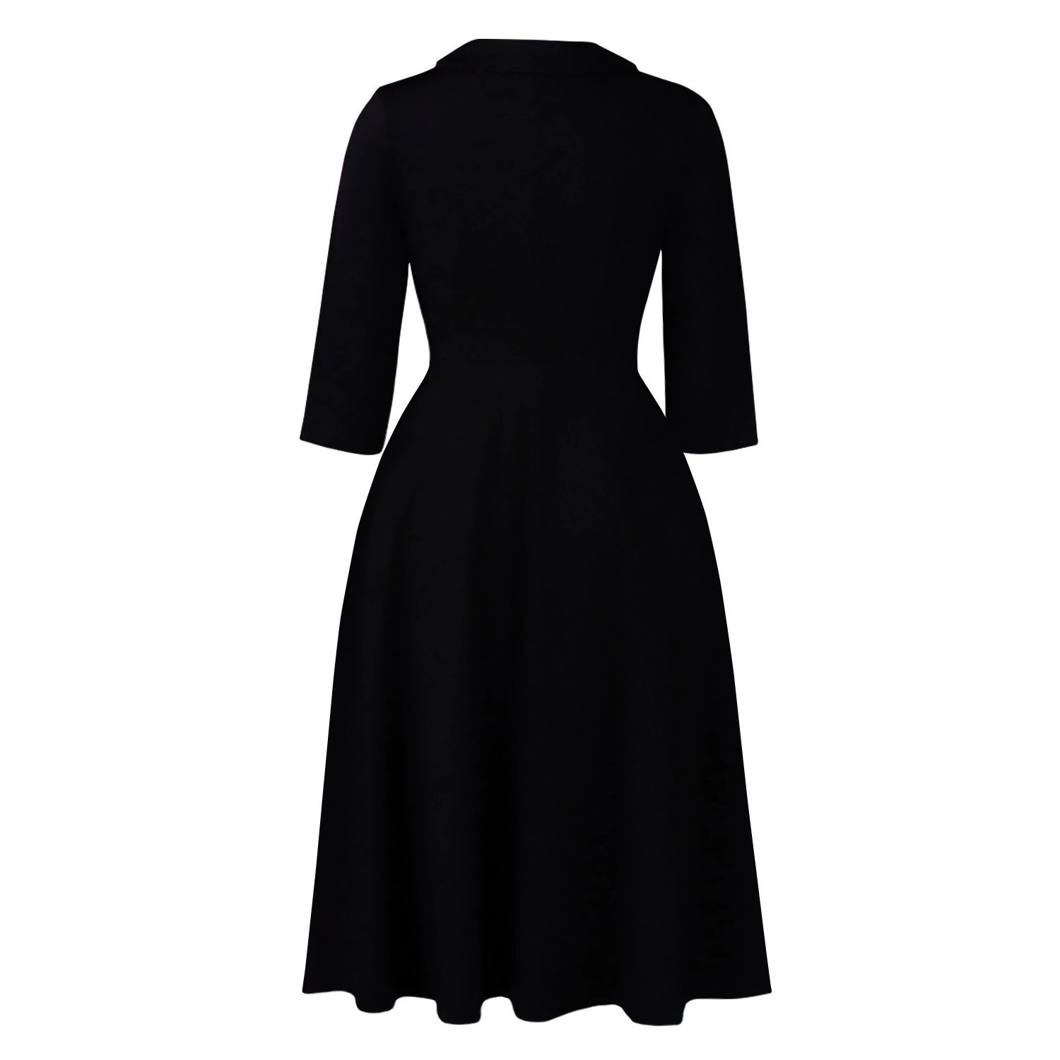 Design Wrap Front Midi Dress with Pearl Brooch in Navy - 62