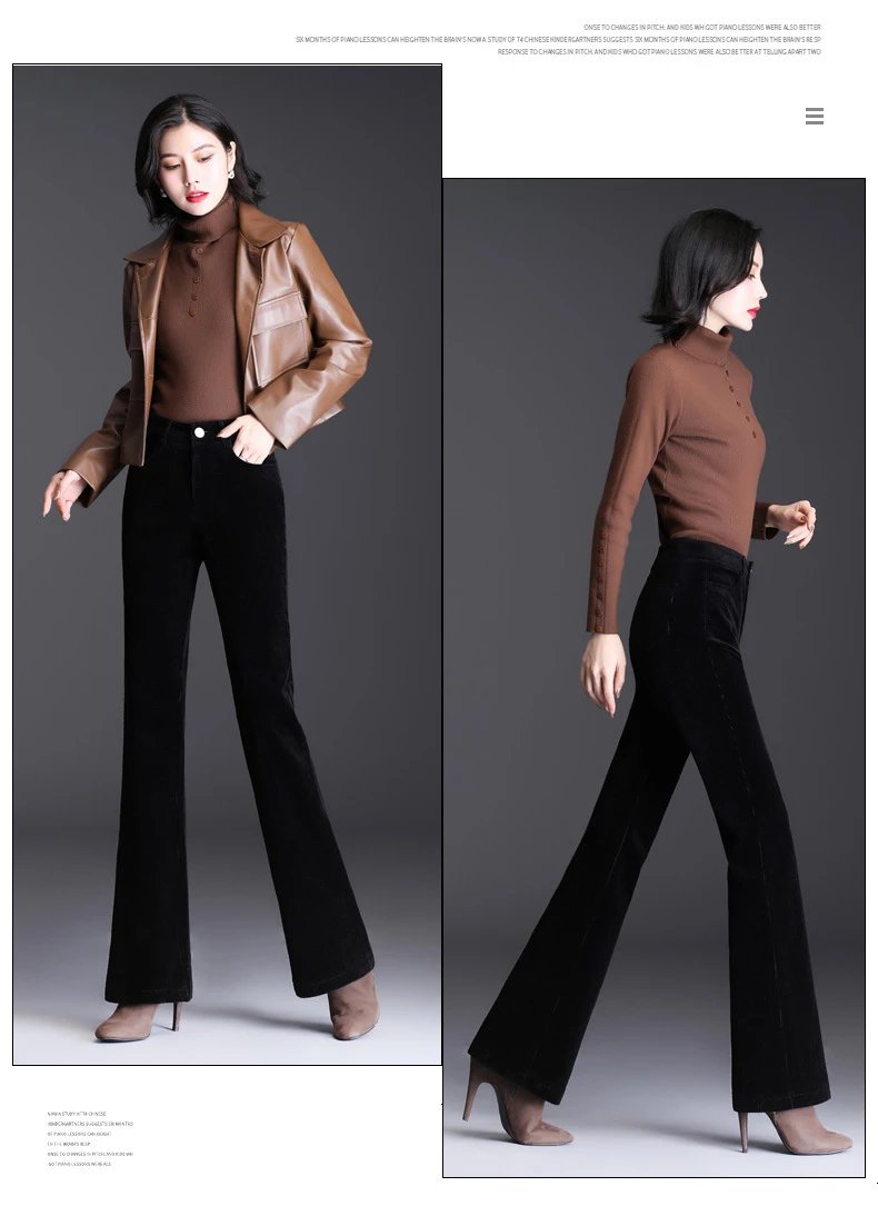 Design Corduroy Flare Pants Charcoal Gray Pants - 14