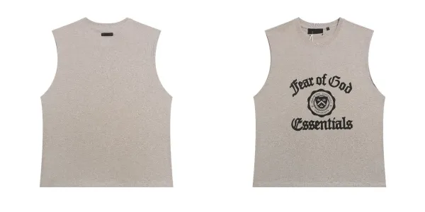 Fear of God Essentials University Crest Sleeveless Top Beige Vest Top - 1