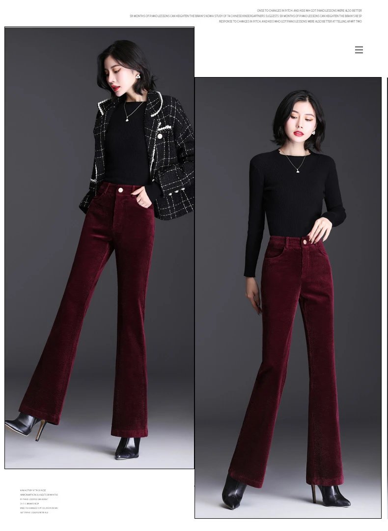 Design Corduroy Flare Pants Charcoal Gray Pants - 22