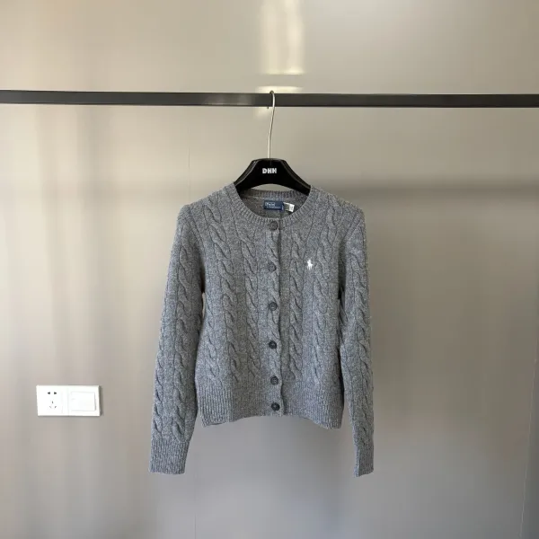 Polo Ralph Lauren Cable Knit Cardigan Gray Sweater - 1