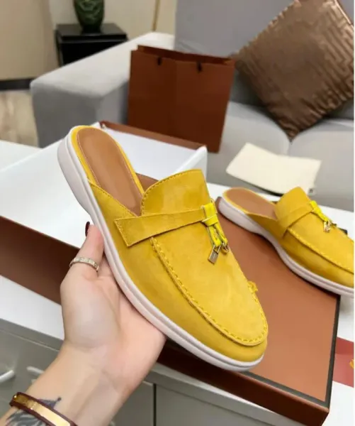 Design Suede Mule Loafer Tan Casual Shoes - 11