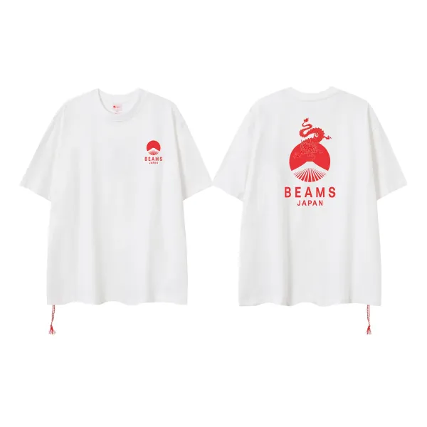 Design BEAMS Japan Dragon Sun T-Shirt White T-Shirts - 1