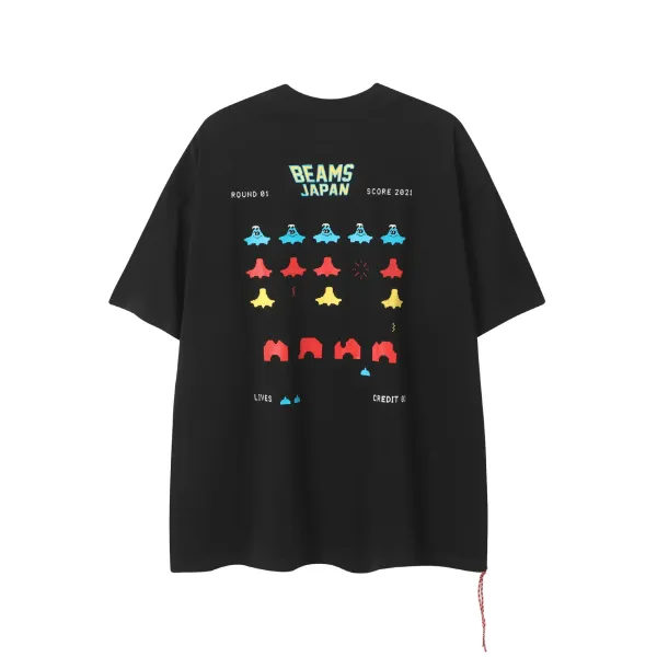 Design BEAMS JAPAN Space Invaders Graphic Oversized T-Shirt Black T-Shirts - 1