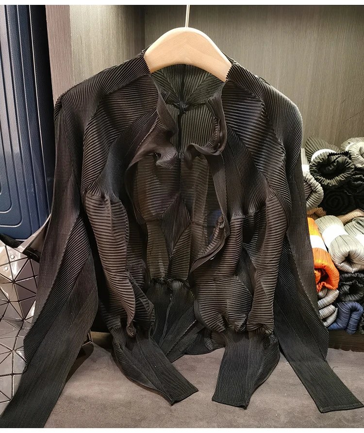 Issey Miyake Pleated Blouse Beige Shirt - 13