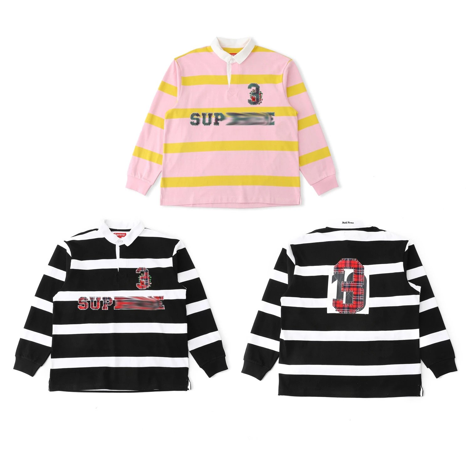 Supreme Striped Rugby Polo Pink Yellow Polo Shirt - 15