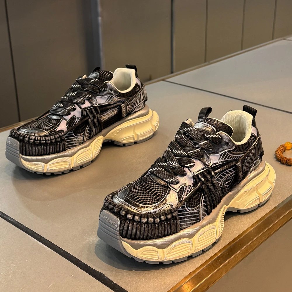 Design Chunky Mesh Sneakers White / Black - 5