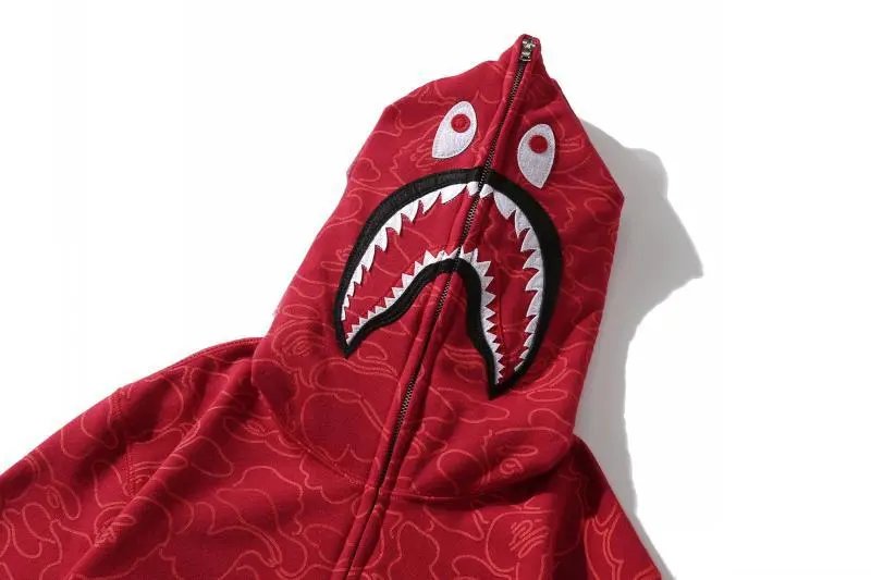 A Bathing Ape Shark Hoodie Army Green Camo Zip-Up Hoodie - 12
