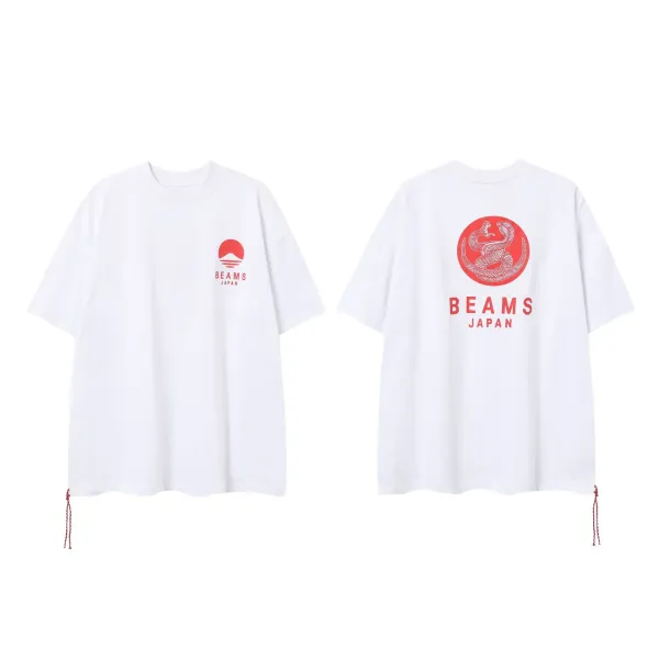 Design BEAMS Japan Snake Logo Oversized T-Shirt White T-Shirts - 1