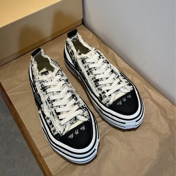 Design Mule Sneaker White Distressed Canvas Platform Sneakers - 4