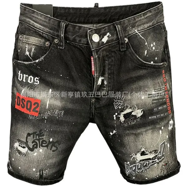 Dsquared2 Distressed Embroidered Denim Shorts Blue - 3