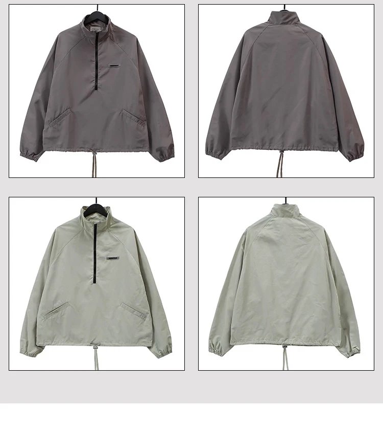 Fear of God Essentials Half-Zip Windbreaker Sage Green Outerwear - 7