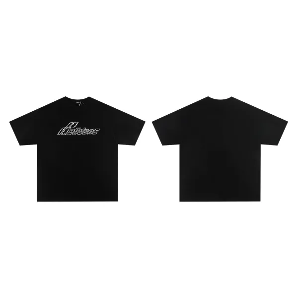 Design Welldone Double Logo Pixelated Print Black T-Shirt T-Shirts - 26