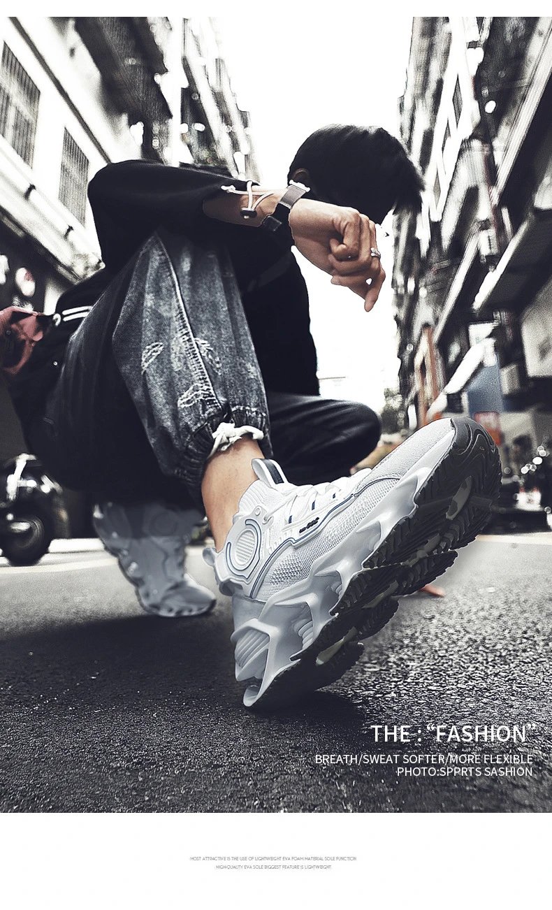 Design Flame Print Chunky Sneakers White Blue Multicolor - 28