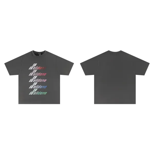 Design Welldone Double Logo Pixelated Print Black T-Shirt T-Shirts - 31