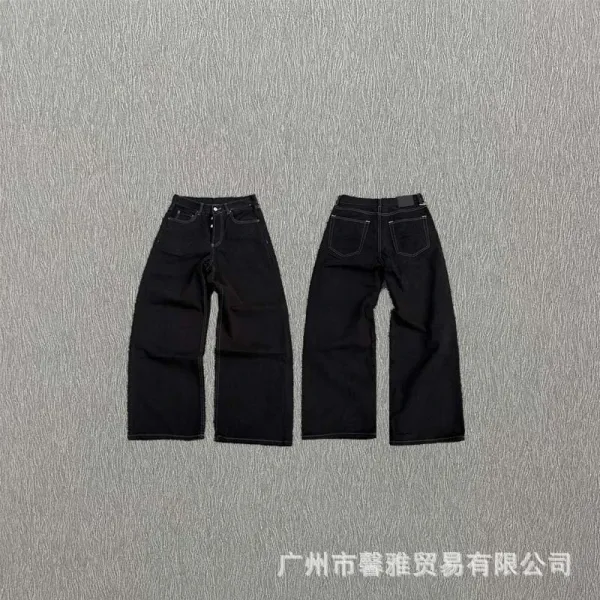 Design Wide-Leg Black Denim Jeans - 1
