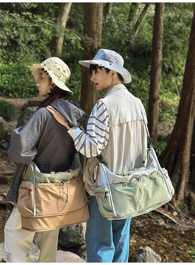 Design Duffle Bag Beige and Gray Travel Bag - 33