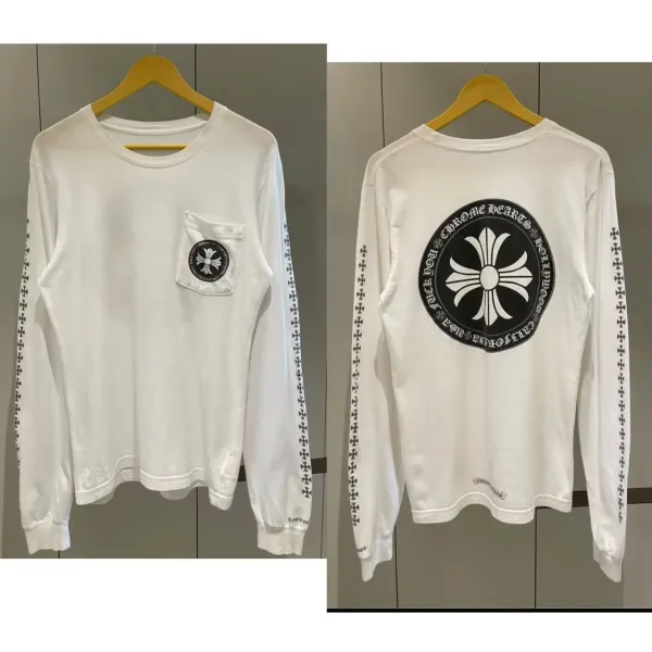 Chrome Hearts Cross Pocket Long Sleeve T-Shirt White - 1