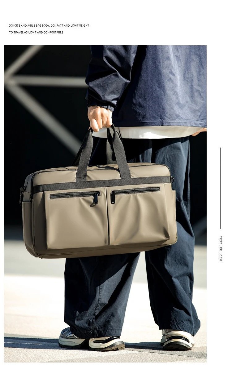 Design Duffle Bag Beige with Black Trim Travel Bag - 19