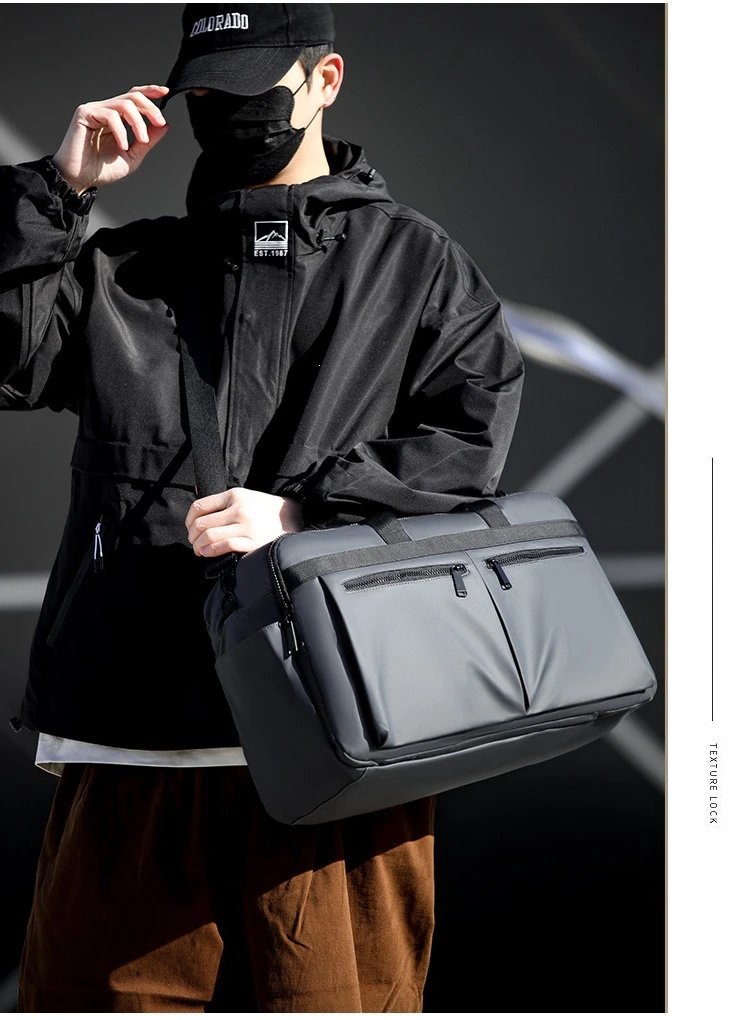 Design Duffle Bag Beige with Black Trim Travel Bag - 23