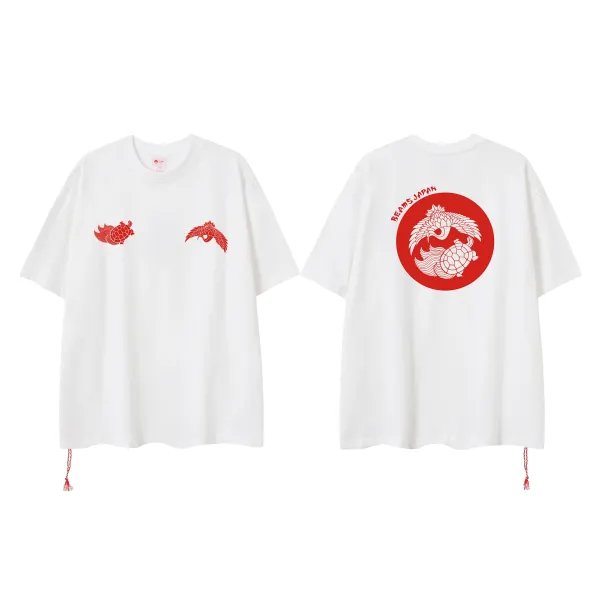 Design BEAMS JAPAN Turtle and Crane Graphic T-Shirt White T-Shirts - 1
