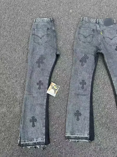 Chrome Hearts Cross-Embellished Flared Jeans Gray - 4