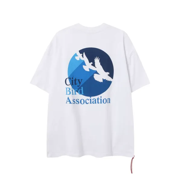 Design City Bird Association Graphic Print Oversized T-Shirt White T-Shirts - 1