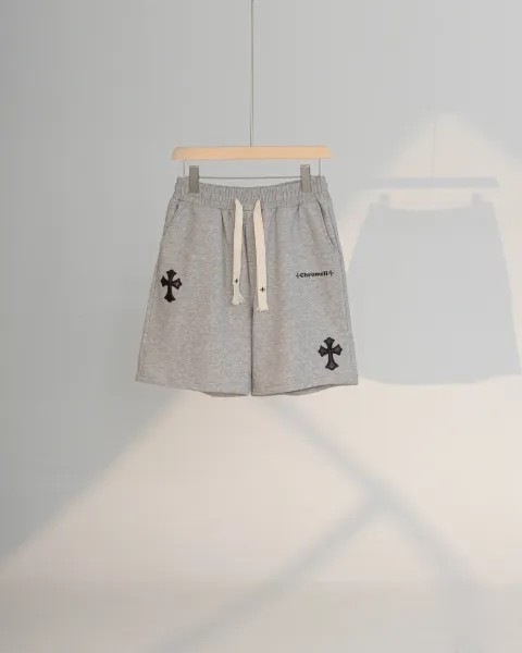 Chrome Hearts Cross Embroidered Gray Sweat Shorts - 1