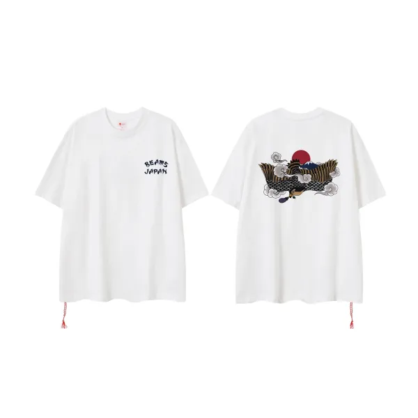 Design BEAMS JAPAN Eagle and Mount Fuji Graphic T-Shirt White T-Shirts - 1