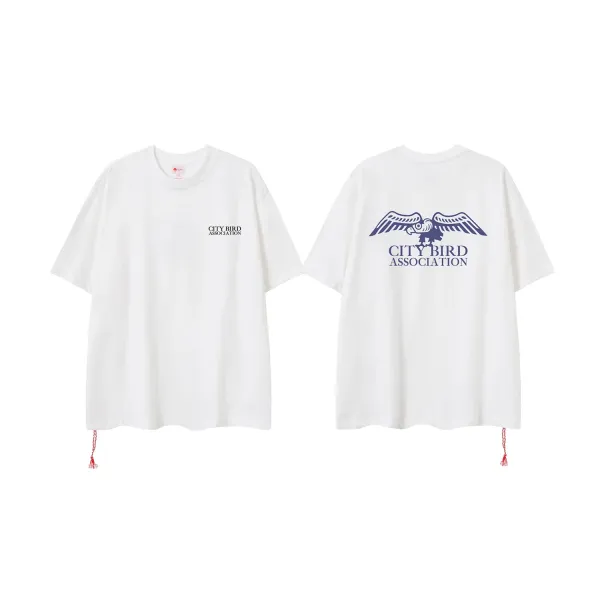 Design City Bird Association Eagle Logo Oversized T-Shirt White T-Shirts - 1