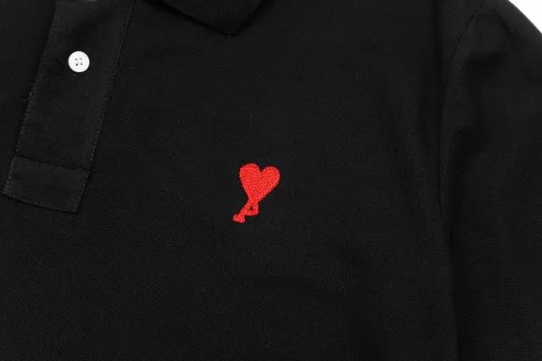 Comme des Garçons Play Heart Logo Black Polo Polo Shirt - 6