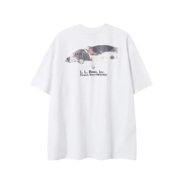 Design L.L. Bean Inc. Beagle Print Oversized T-Shirt White T-Shirts - 1