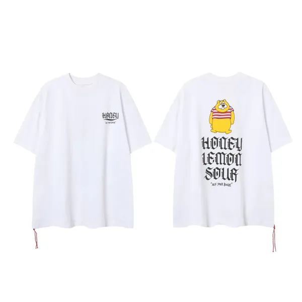 Design Honey Lemon Sour Graphic Oversized T-Shirt White T-Shirts - 1
