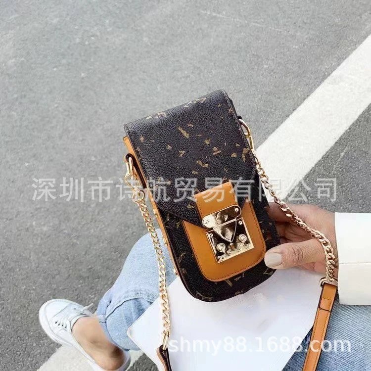 Design Monogram Print Crossbody Phone Bag Brown Black - 4