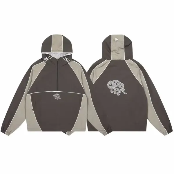 SYNA.TRIBE Windbreaker Jacket in Charcoal Gray and Sage Green - 1