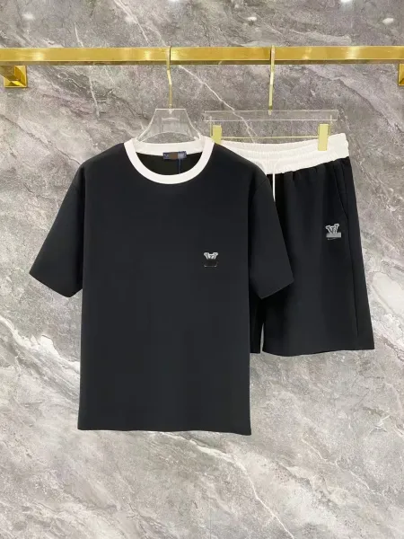 Louis Vuitton Monogram Logo T-Shirt and Shorts Set Black - 1