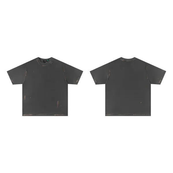 Design Distressed Oversized T-Shirt Charcoal Gray T-Shirt - 1