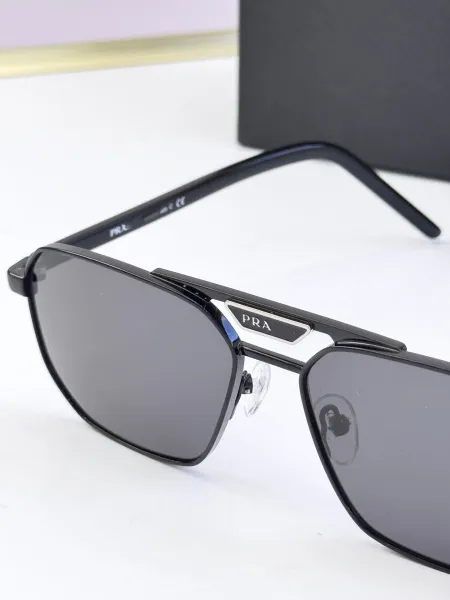 Prada Aviator-Style Sunglasses in Silver Frame with Mirror, Yellow, Brown, and Gray Lenses - 11