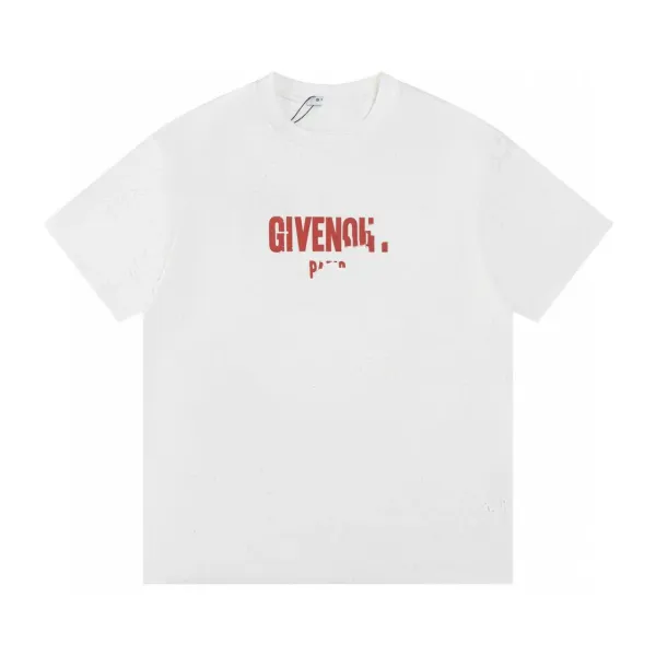 Givenchy Distressed Logo Print White T-Shirt - 1