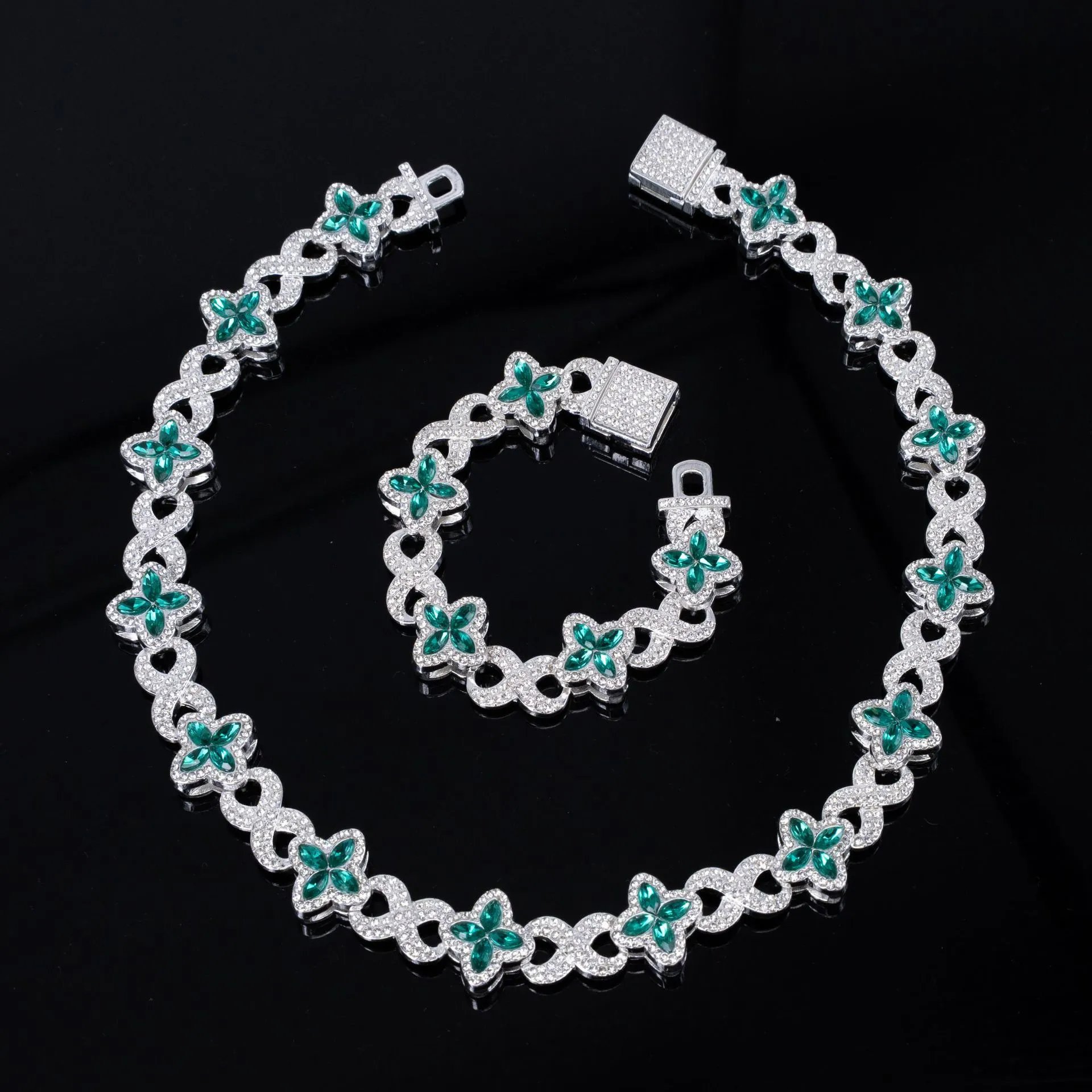 Design Floral Motif Emerald and Diamond-Style Bracelet Jewelry - 7
