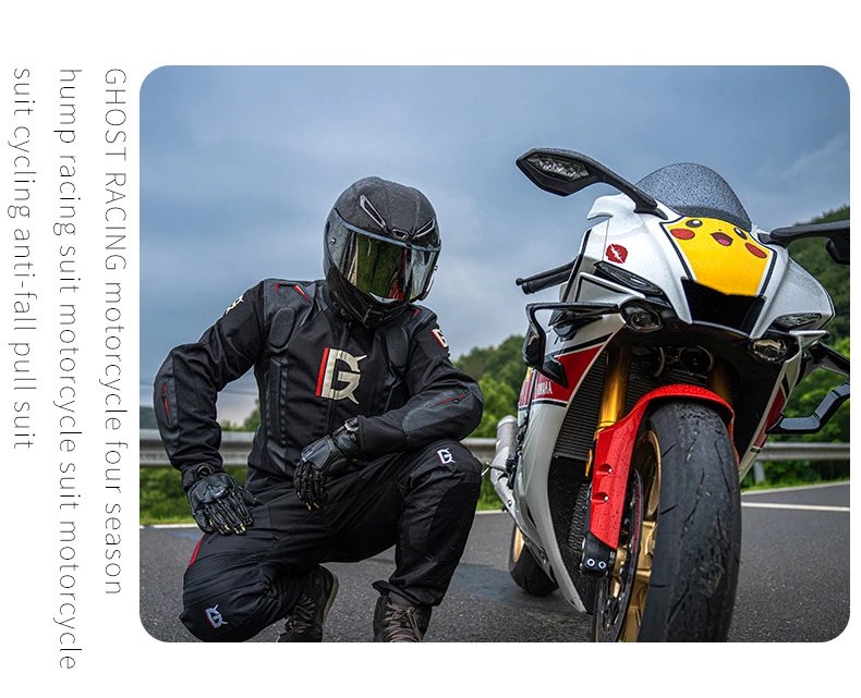 Design Ghost Racing Motorcycle Pants Black with Orange Accents Pants - 4