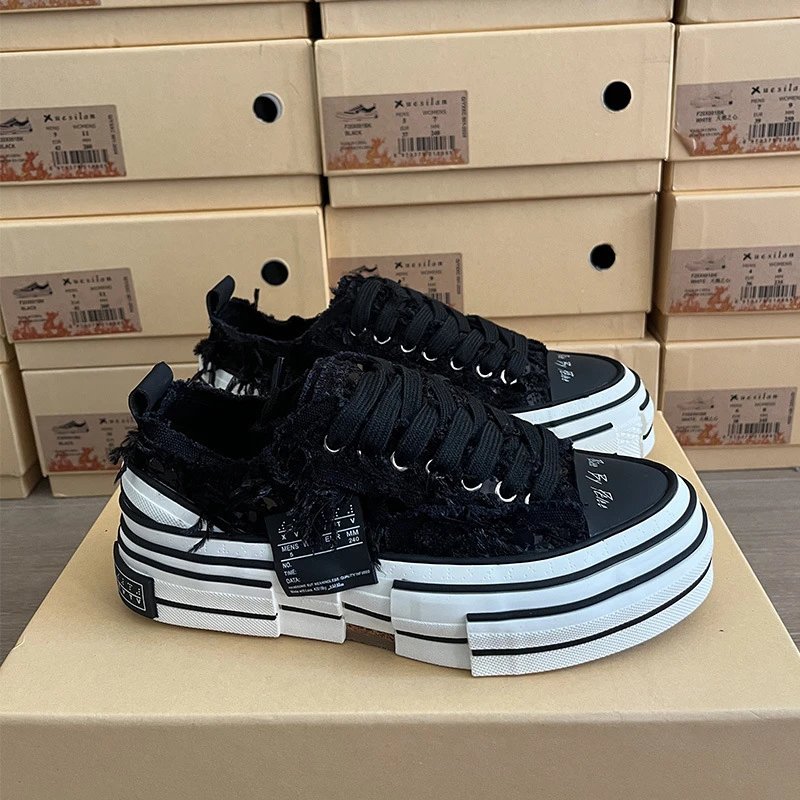 Design Xuesilan Distressed Chunky Platform Sneakers Black / White Sneakers